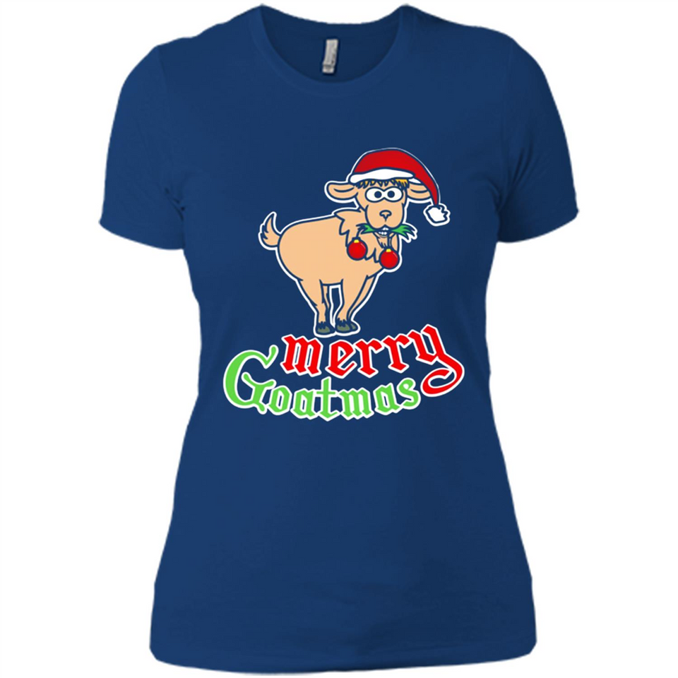 Christmas Merry Goatmas Goat Shirt Santa Hat - Ladies' Boyfriend T-Shirt