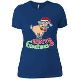 Christmas Merry Goatmas Goat Shirt Santa Hat - Ladies' Boyfriend T-Shirt