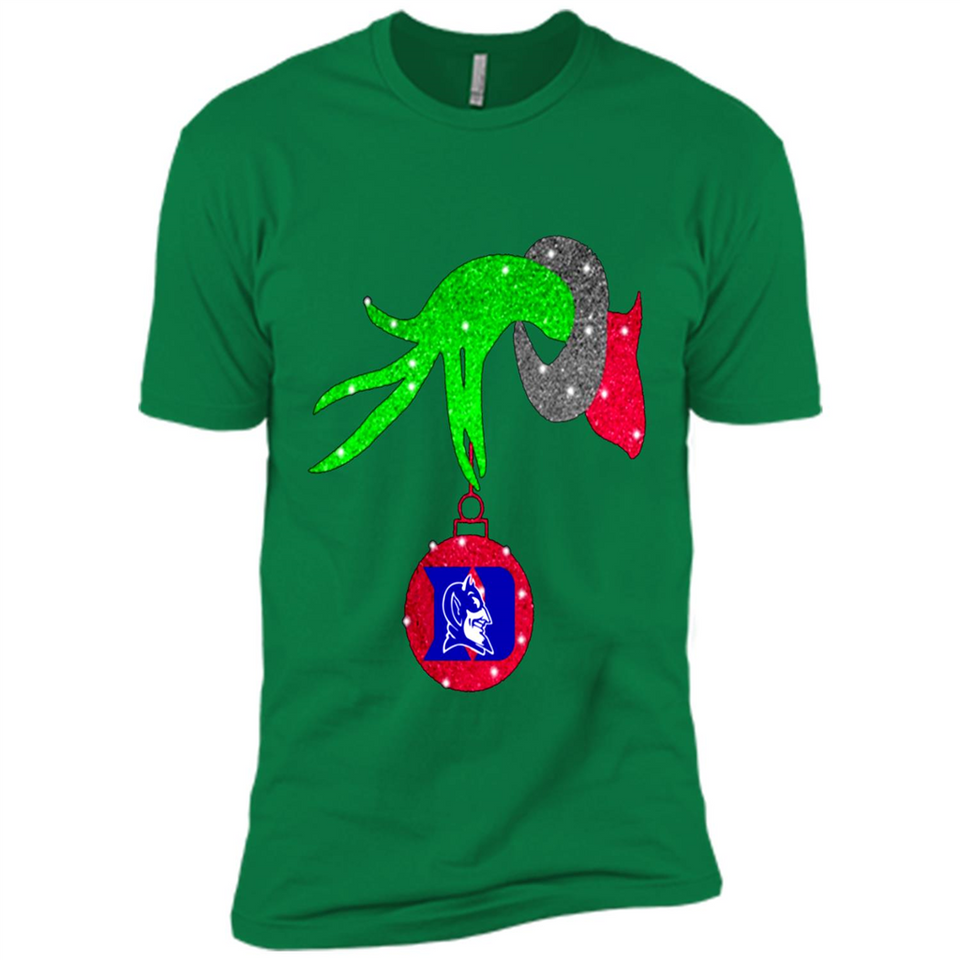 GRINCH HAND HOLDING DUKE BLUE DEVILS GLITTER CHRISTMAS PINGPONG