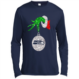 Funny Seattle Seahawks Glitter Grinch Monogram Ornament Christmas Gift - Canvas Long Sleeve T-Shirt