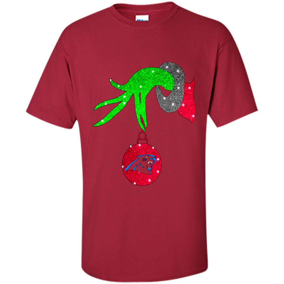 GRINCH HAND HOLDING CAROLINA PANTHER GLITTER CHRISTMAS PINGPONG