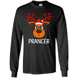 Prancer Reindeer Santa Claus Funny Xmas Holiday T-Shirt - Long Sleeve T-Shirt