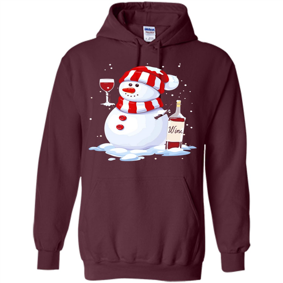 Cute Snowman drink Red Wine Christmas - Hoodie