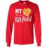 Clemson Tiger Paw Football My Heart is on that Field - Long Sleeve T-Shirt