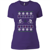 Christmas Ugly Sweater Cycling - Best Ugly Christmas Sweater - Ladies' Boyfriend T-Shirt