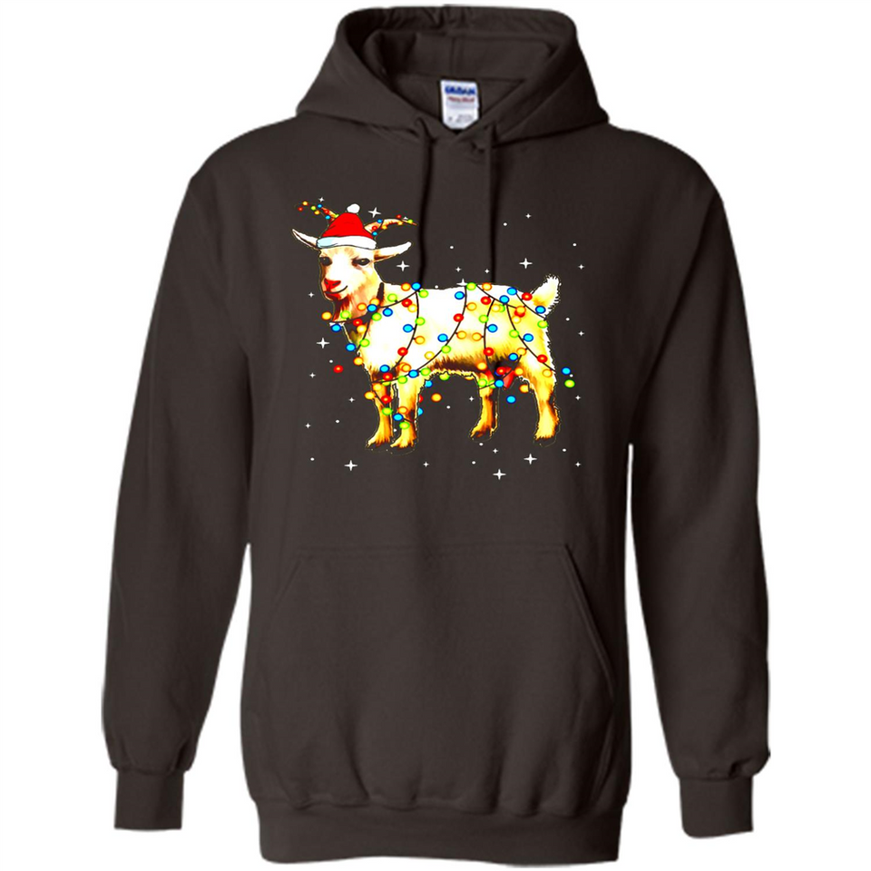 Christmas Lights Goat Wearing Santa Hat T-Shirt - Hoodie