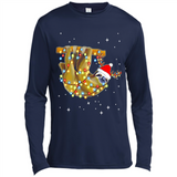 Christmas Lights Sloth Wearing Santa Hat Funny Xmas - Canvas Long Sleeve T-Shirt