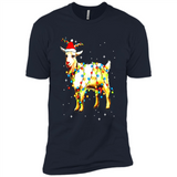 Christmas Lights Goat Wearing Santa Hat T-Shirt - Premium Short Sleeve T-Shirt