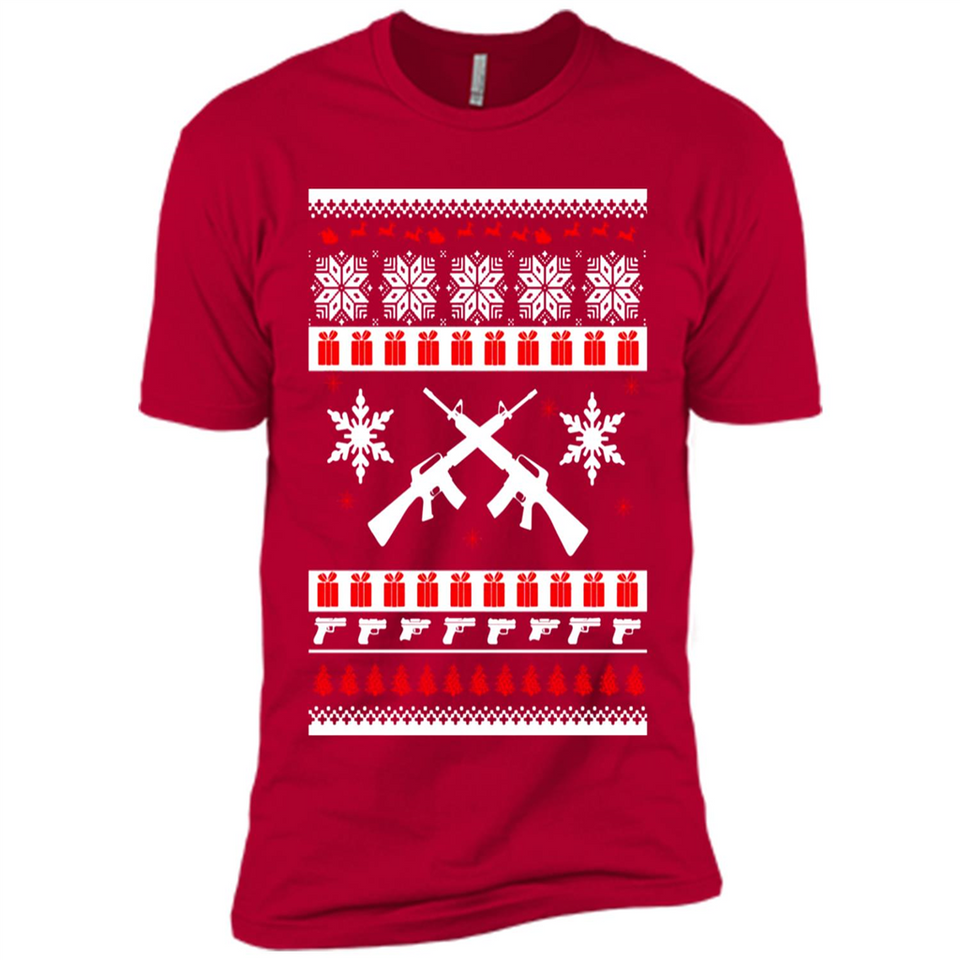 Rifle I Want Rifle Guns For Christmas ugly - Premium Short Sleeve T-Shirt
