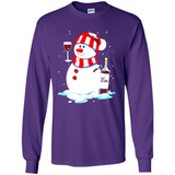 Cute Snowman drink Red Wine Christmas T-Shirt - Long Sleeve T-Shirt