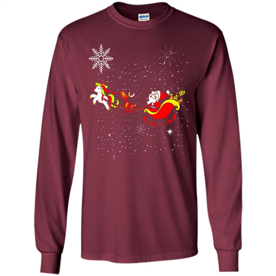 Christmas Unicorn Rudolph and Santa - Long Sleeve T-Shirt