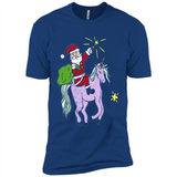 Distressed Retro Santa Riding Unicorn - Premium Short Sleeve T-Shirt