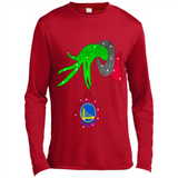 GRINCH HAND HOLDING GOLDEN STATE WARRIORS GLITTER CHRISTMAS PINGPONG