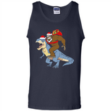 Bigfoot Riding Dinosaurus T-Shirt Funny Bigfoot Santa - Tank Top