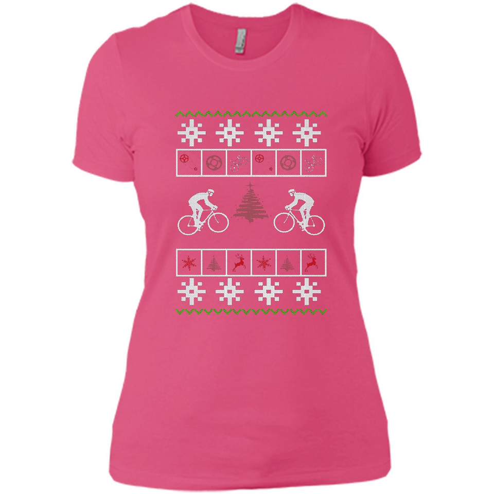 Christmas Ugly Sweater Cycling - Best Ugly Christmas Sweater - Ladies' Boyfriend T-Shirt