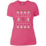Christmas Ugly Sweater Cycling - Best Ugly Christmas Sweater - Ladies' Boyfriend T-Shirt