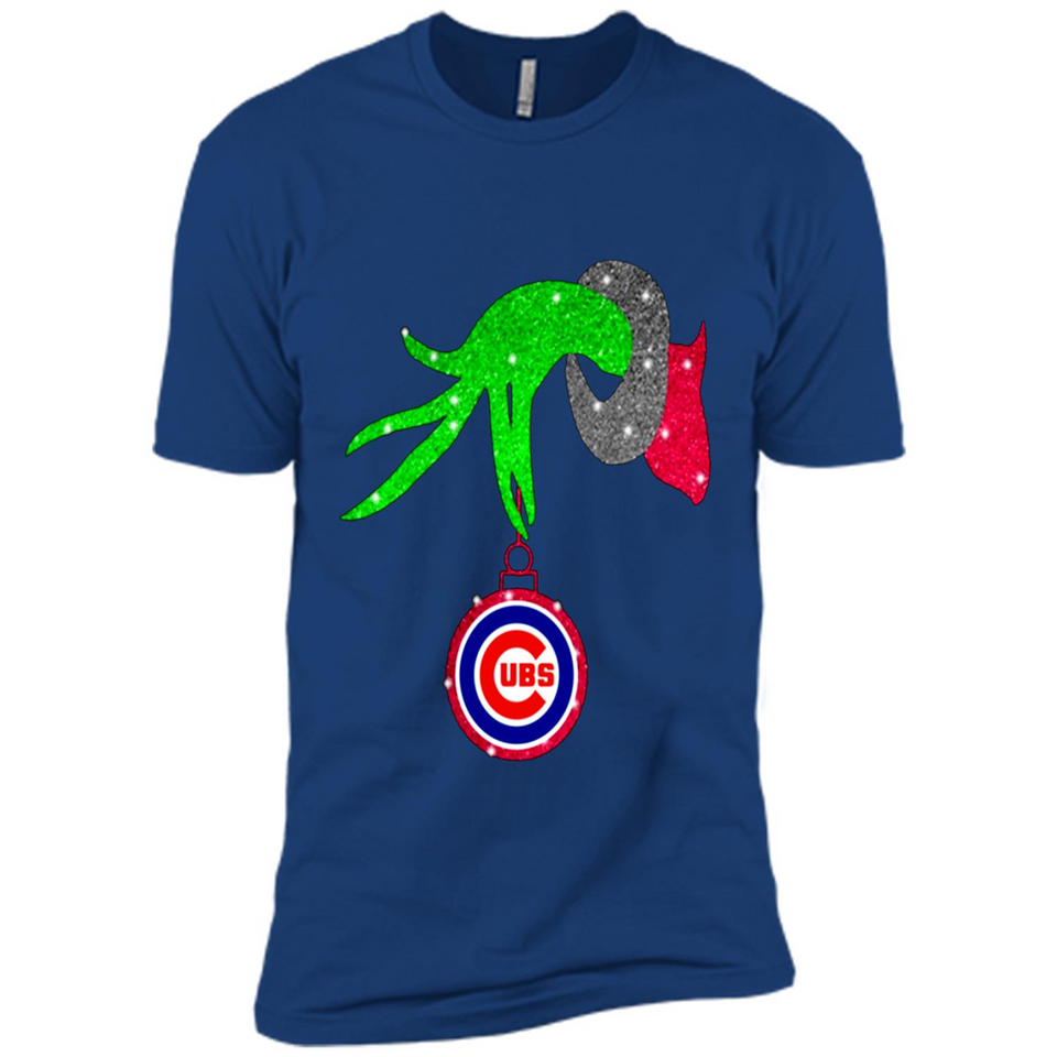 GRINCH HAND HOLDING CHICAGO CUBS GLITTER CHRISTMAS PINGPONG
