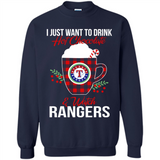 I Just Want To Drink Hot Chocolate & Watch Texas Rangers Ugly Christmas Sweater PINGPONG