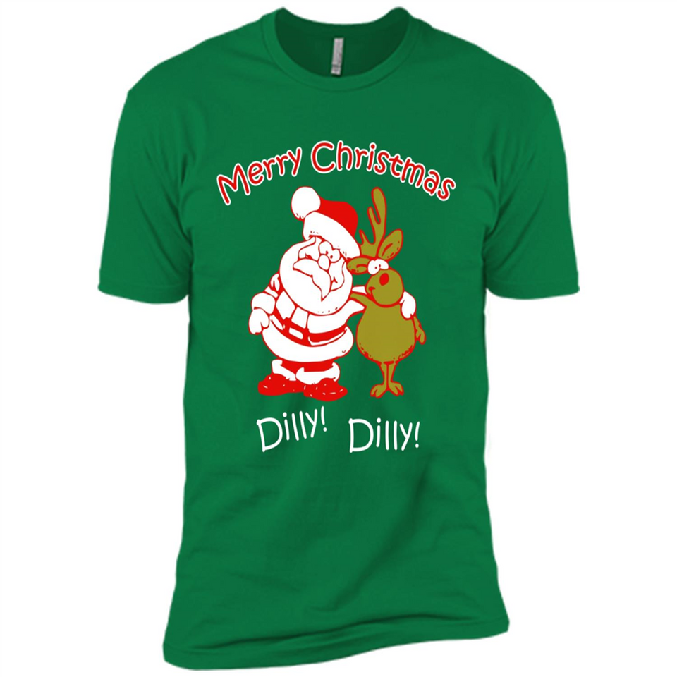 Christmas T-Shirt Santa And Reindeer Dilly Dilly - Premium Short Sleeve T-Shirt