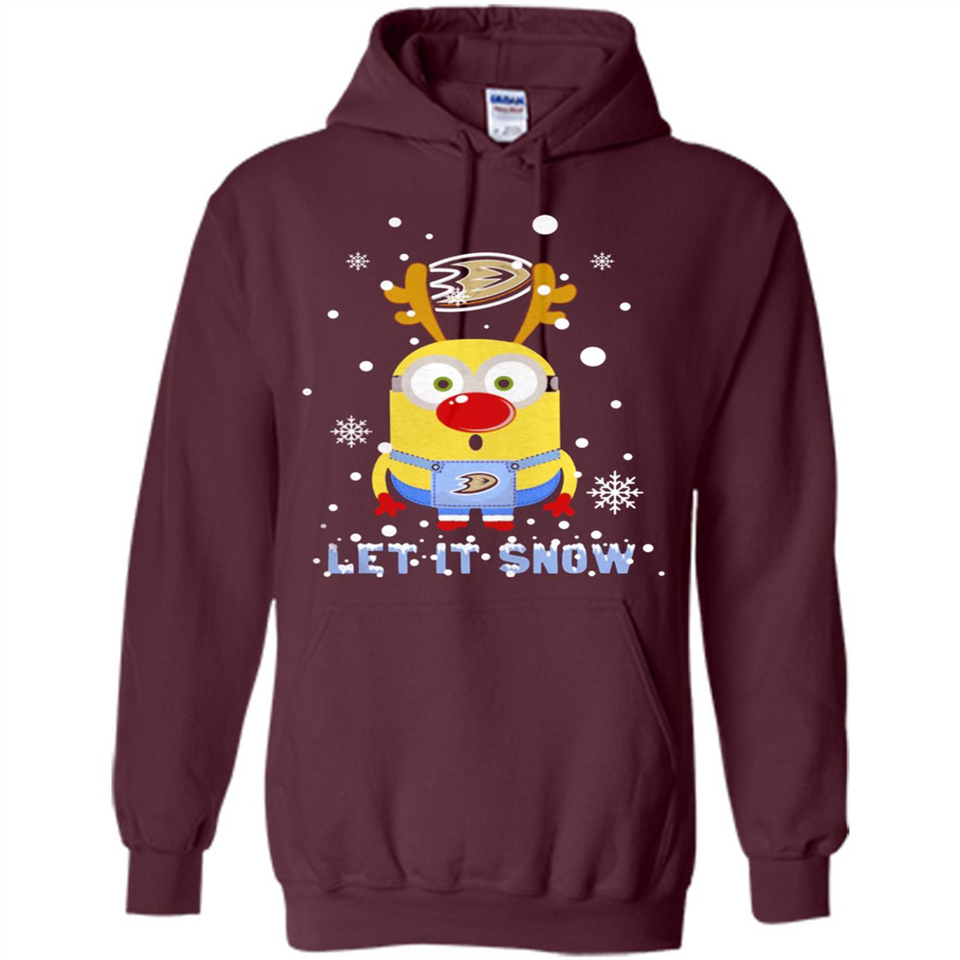 Minion Anaheim Ducks Ugly Christmas Sweater Let it Snow - Hoodie