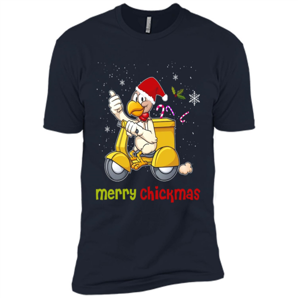 Funny Santa Christmas Chicken Shirt - Merry Chickmas - Premium Short Sleeve T-Shirt