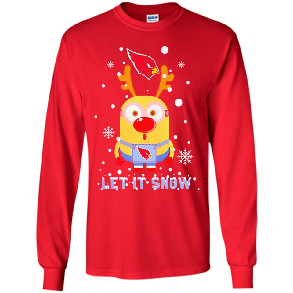 Minion Arizona Cardinals Ugly Christmas Sweater Let it Snow - Long Sleeve T-Shirt