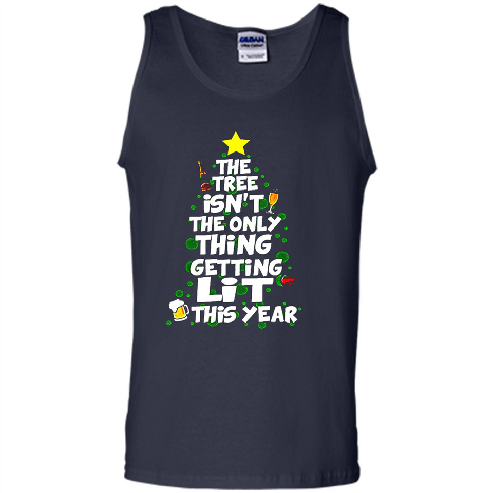 Funny Christmas Tree Drinking Sweatshirt Adult Boozy Festive - Tank Top
