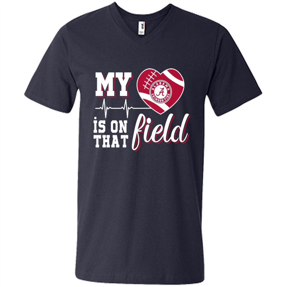 Alabama Crimson Football My Heart is on that Field - Men's V-Neck