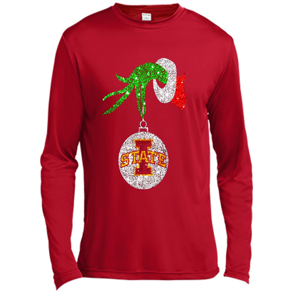 Amazing Iowa State Cyclones Glitter Grinch Monogram Ornament Christmas Gift - Canvas Long Sleeve T-Shirt