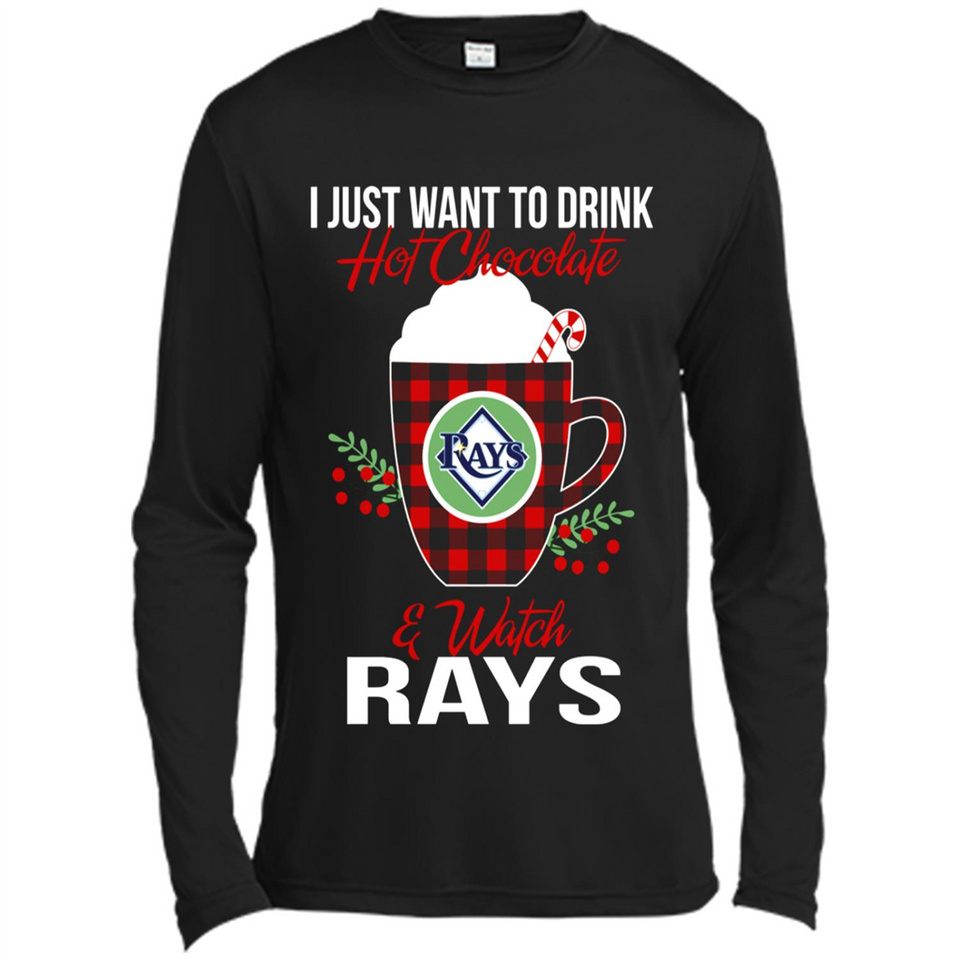 I Just Want To Drink Hot Chocolate & Watch Tampa Bay Rays Ugly Christmas Sweater PINGPONG