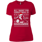 All I Want For Christmas Is Harambe Christmas - Ladies' Boyfriend T-Shirt