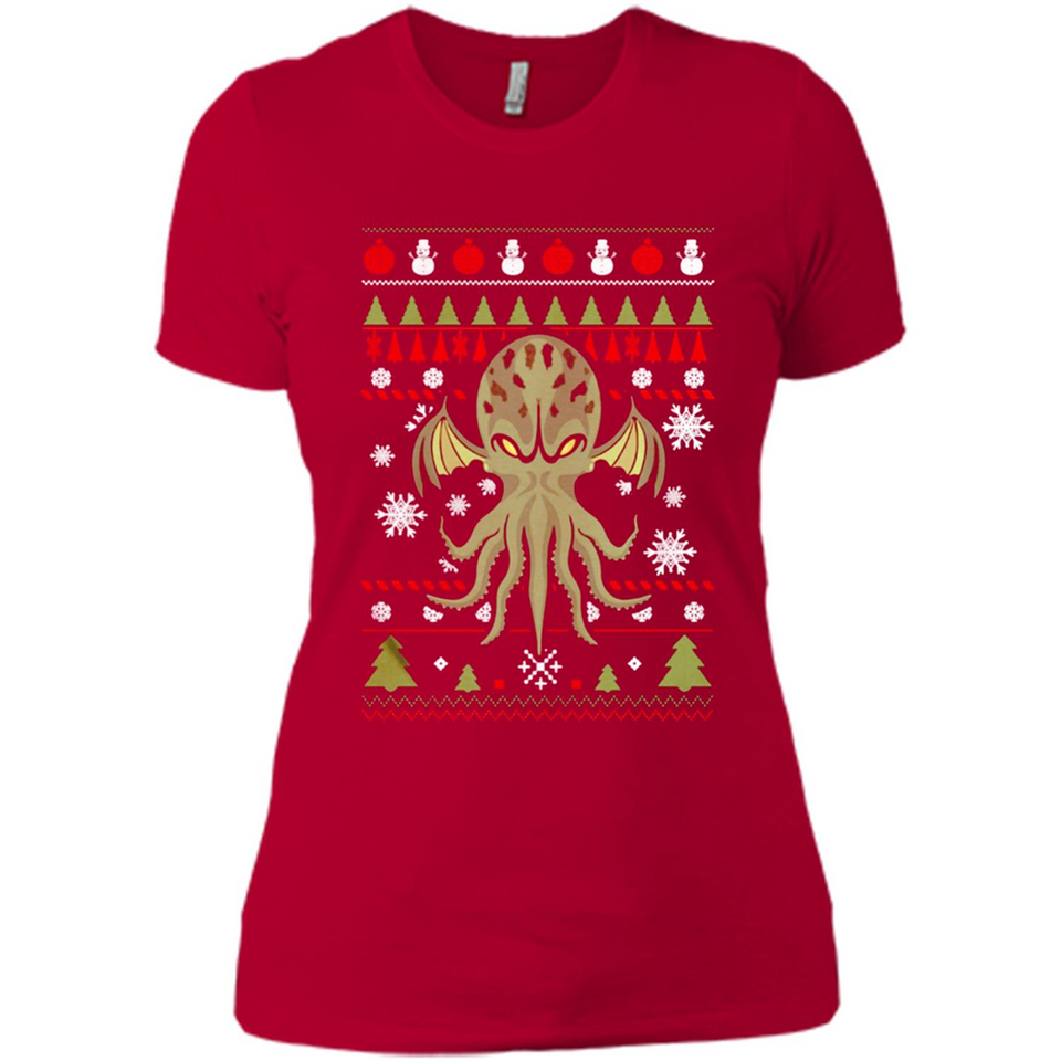 Octopus Ugly Sweater Christmas - Ladies' Boyfriend T-Shirt