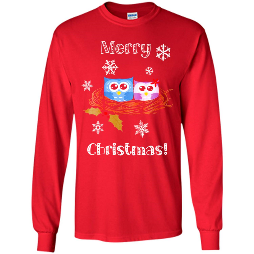 Cute Christmas Shirt Merry Christmas Snowflakes Owls Nest