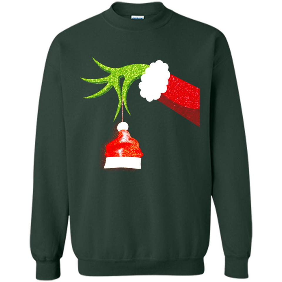 Funny Grinch Hand Holding Santa Hat Ornament Christmas PING PONG