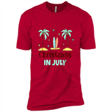 Christmas In July Shirt Surfing Palm Trees Surfboard - Premium Short Sleeve T-Shirt