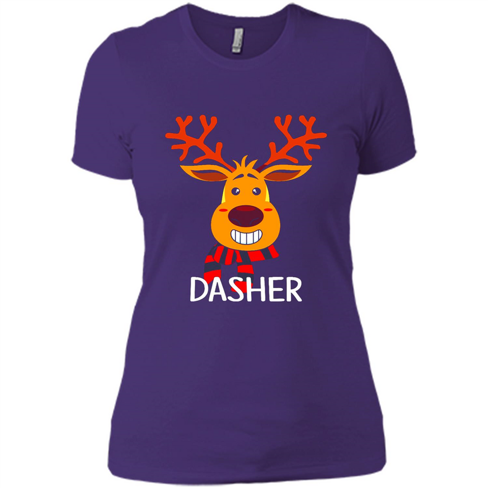 Dasher Reindeer Santa Claus Funny Xmas Holiday T-Shirt - Ladies' Boyfriend T-Shirt