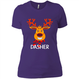Dasher Reindeer Santa Claus Funny Xmas Holiday T-Shirt - Ladies' Boyfriend T-Shirt