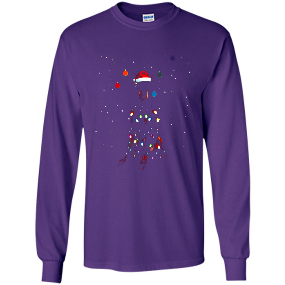 Doberman Santa Lights Christmas Dog Xmas Sweatshirt - Long Sleeve T-Shirt