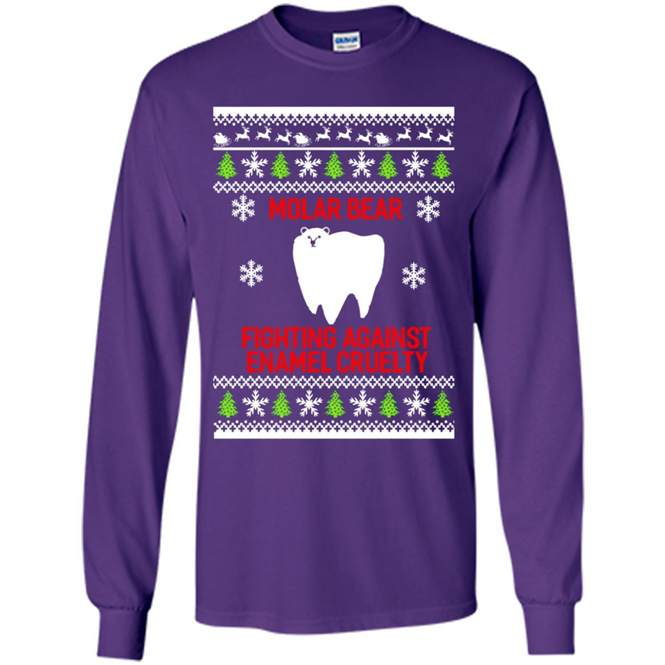Molar bear fighting against enamel cruelty Christmas - Long Sleeve T-Shirt