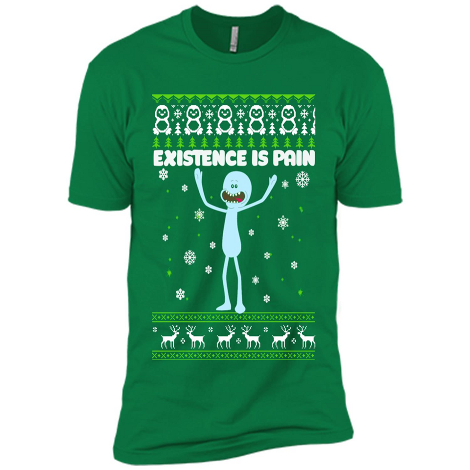 Mr Meeseeks Xistence Is Pain Ugly Christmas - Premium Short Sleeve T-Shirt
