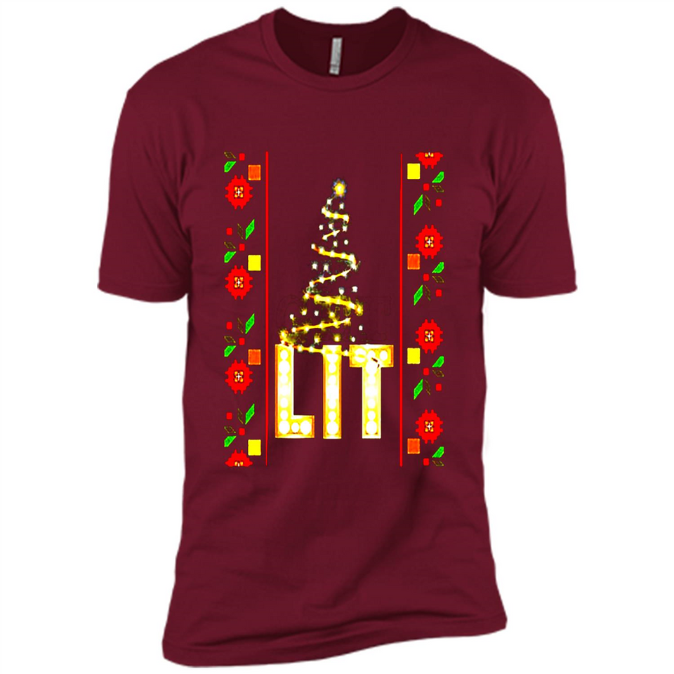Funny Lets Get Lit Christmas Tree - Premium Short Sleeve T-Shirt