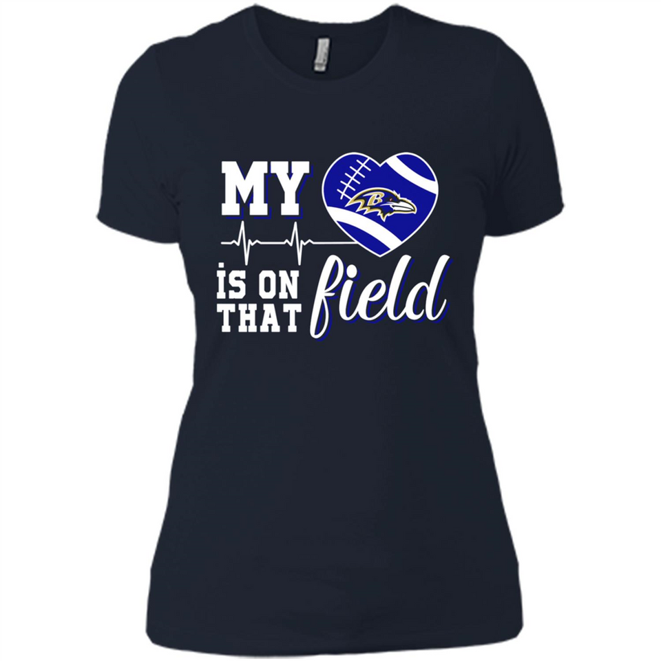 Baltimore Ravens Football My Heart is on that Field - Ladies' Boyfriend T-Shirt