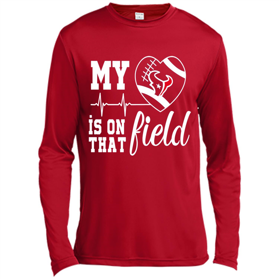 Houston Texans Football My Heart is on that Field - Canvas Long Sleeve T-Shirt