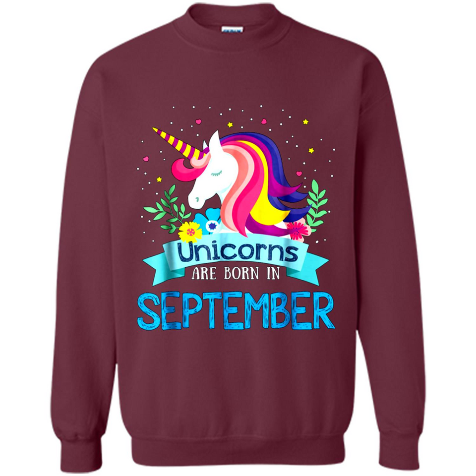 Unicorns are born in September Birthday Rainbow Gift Ladies Custom