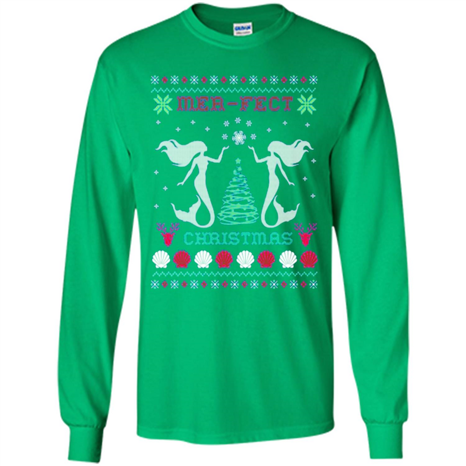 Mermaid Mer-Fect Ugly Christmas Sweater - Long Sleeve T-Shirt