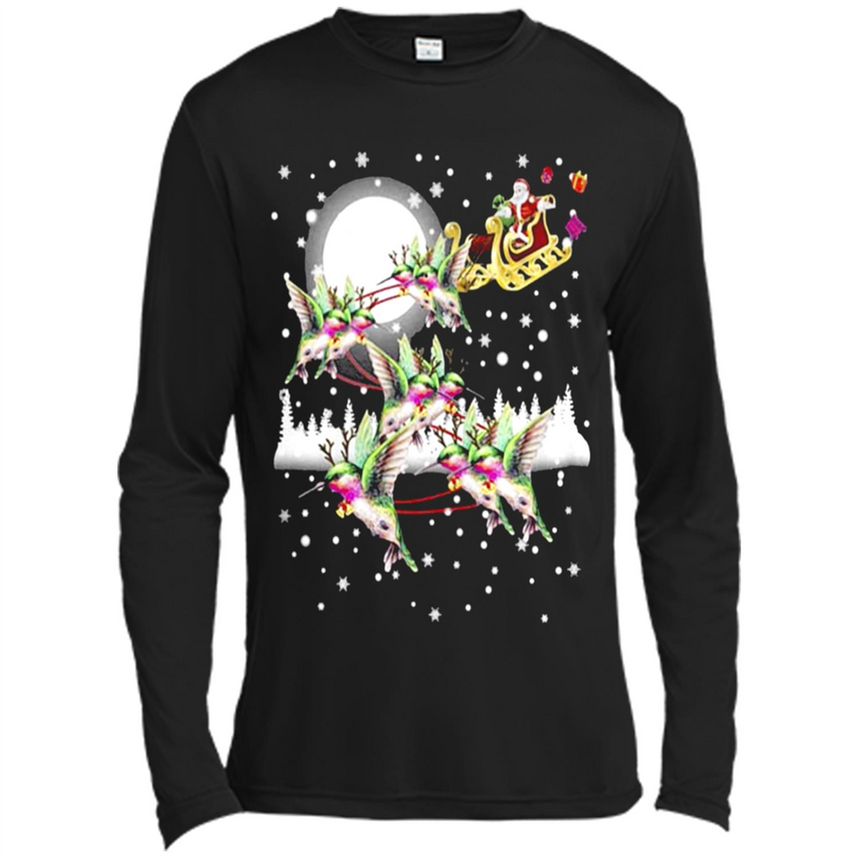 Hummingbird Santa Sleigh - Canvas Long Sleeve T-Shirt