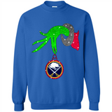 GRINCH HAND HOLDING BUFFALO SABRES GLITTER CHRISTMAS PINGPONG