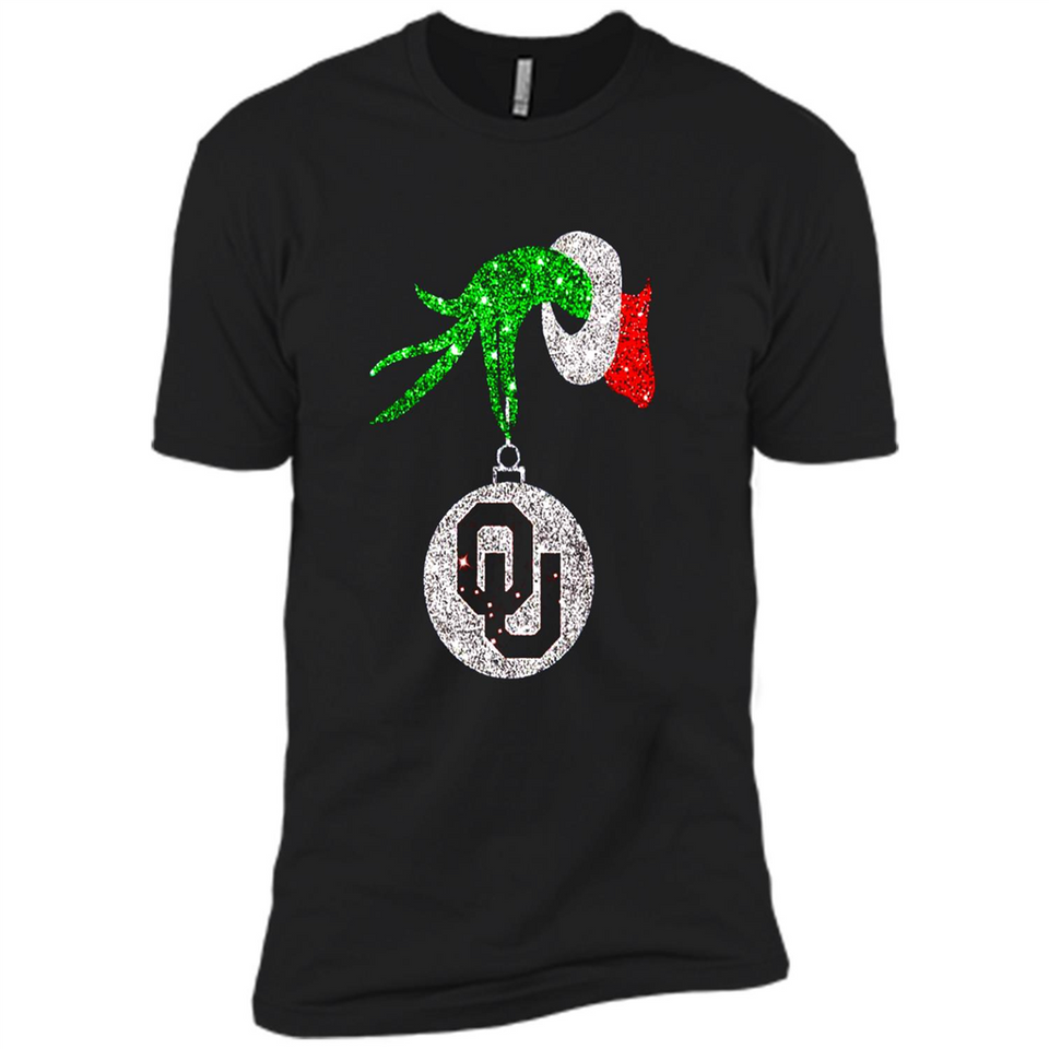 Amazing tee Oklahoma Sooners Glitter Grinch Monogram Ornament Christmas Gift - Premium Short Sleeve T-Shirt