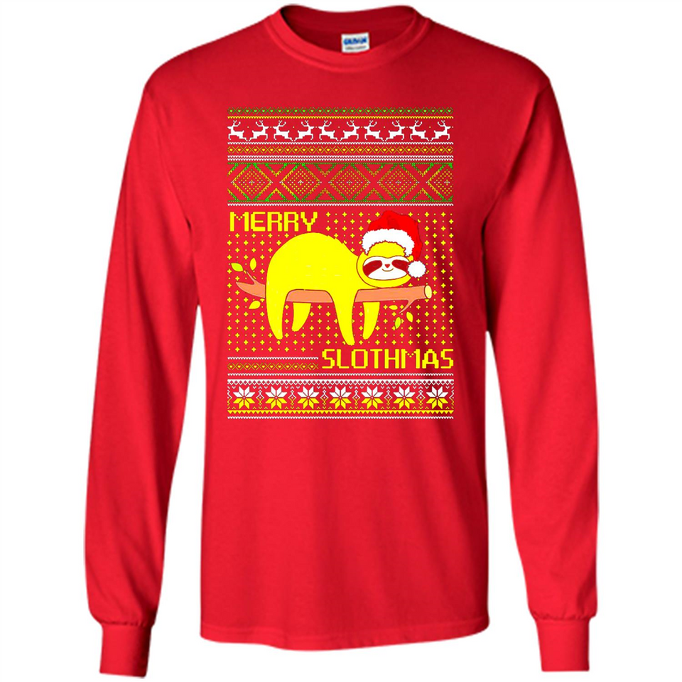 Merry Slothmas Sloth Christmas Sweater PINGPONG - Long Sleeve T-Shirt
