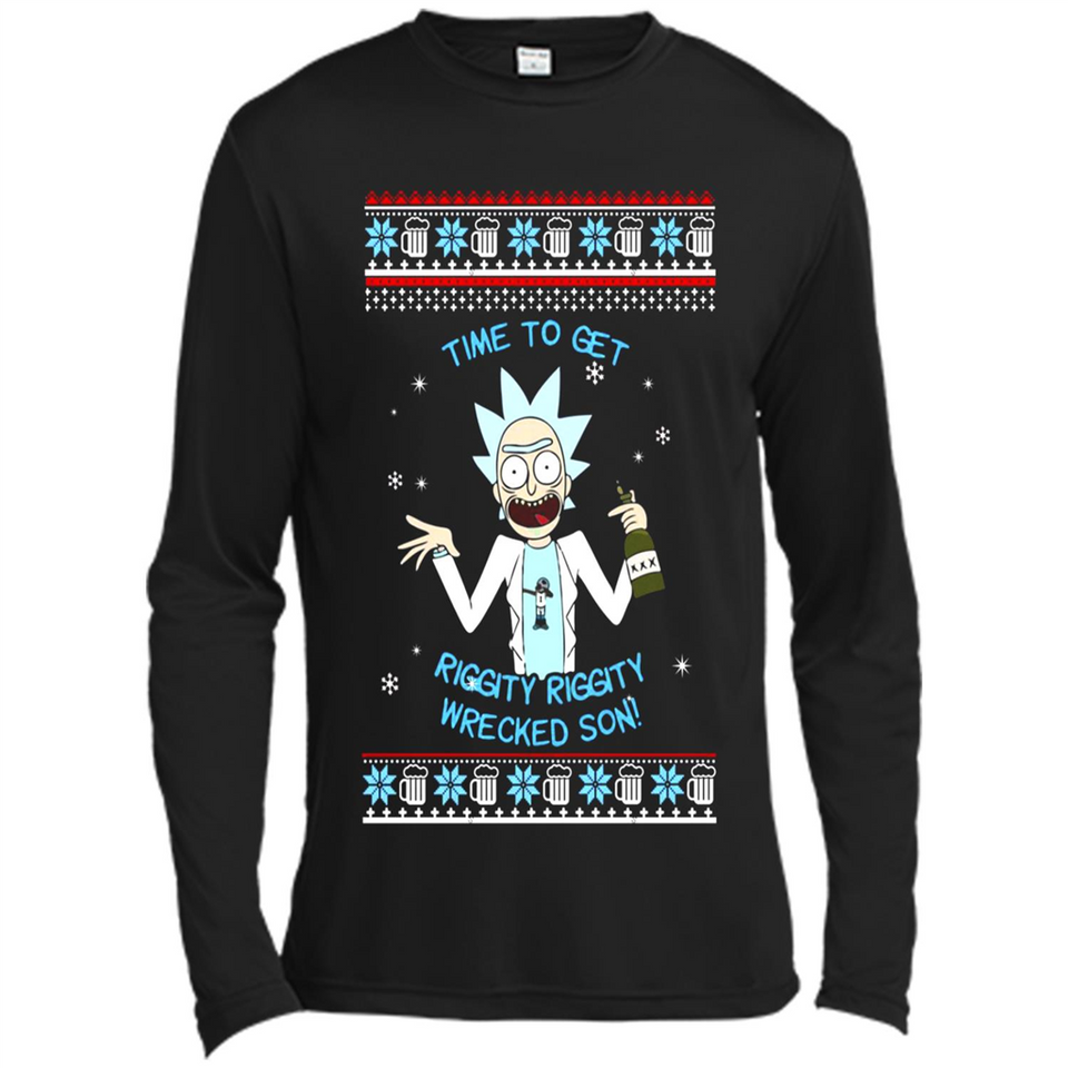 Rick and Morty Time to get Riggity Riggity Wrecked Son Christmas sweater - Canvas Long Sleeve T-Shirt